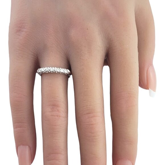 14K White Gold Diamond Band Size 5.75-6 #18079 - Picture 7 of 8